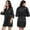 Black, variant on LYMAYTER Women Short Robe Summer Lightweight Sleepwear for S-3XL V-Neck Solid Color Kimono Bathrobe