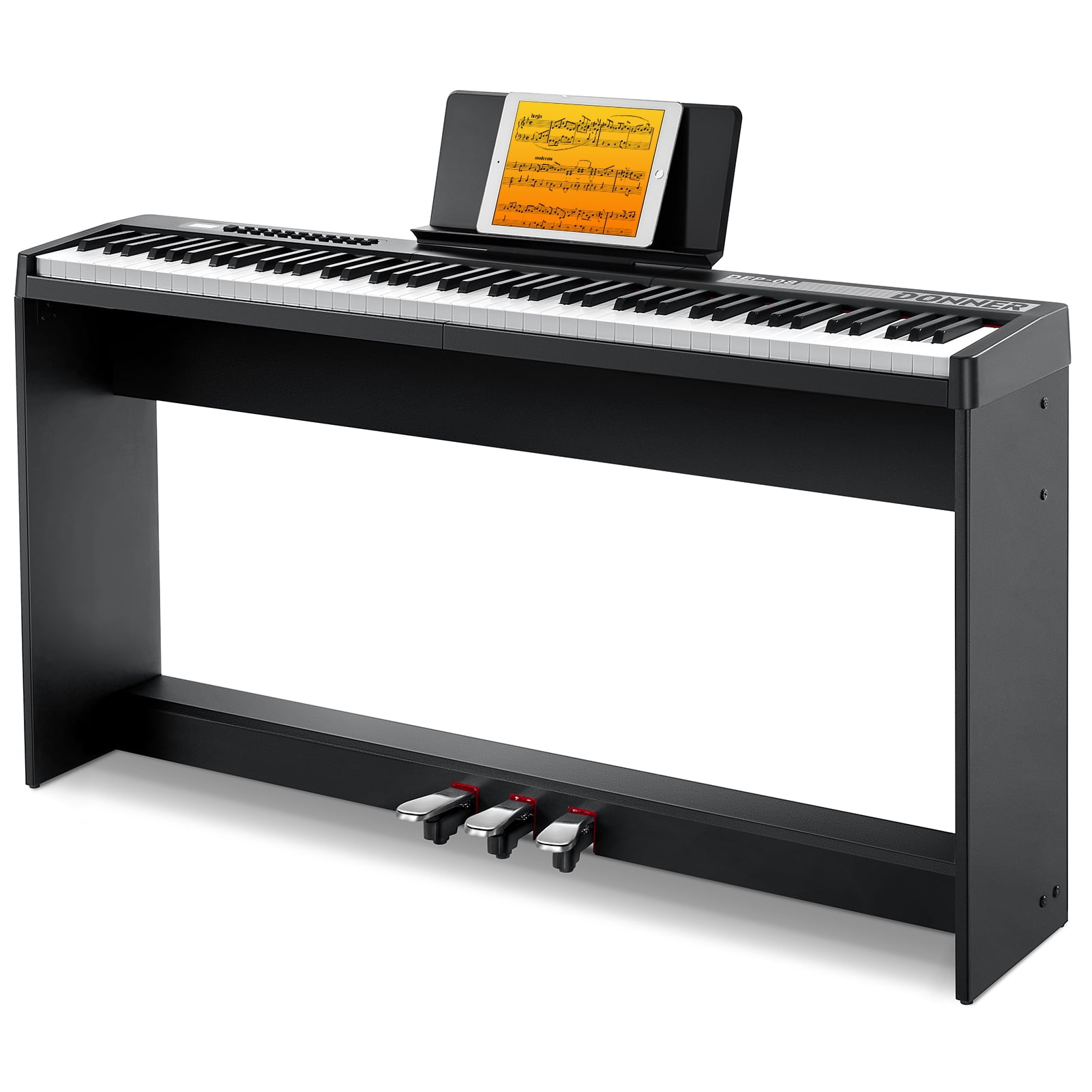 Donner DEP-10 Digital Piano 88 Key Semi-Weighted, Full-Size Electric Piano  Portable Keyboard for Beginners, with Furniture Stand, Triple Pedals, Power  ...