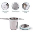 thumbnail image 3 of Stainless Steel Tea Infuser, Tea Strainer with Folding Handle, Extra Fine Mesh Filter, Brewing Basket (Light Blue), 3 of 5