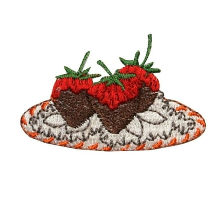 ID 1312A Chocolate Covered Strawberries Patch Gift Embroidered Iron On (Best Place To Get Chocolate Covered Strawberries)