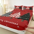 thumbnail image 3 of Feelyou Plaid Christmas Tree Queen Sheet Sets, Happy Festival Flat Sheet, Cartoon Xmas Theme Queen Fitted Sheet, Breathable Home Decor,4 Pieces, 3 of 7