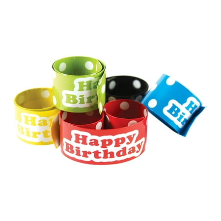 Polka Dots Happy Birthday Slap Bracelets, 10/Pack