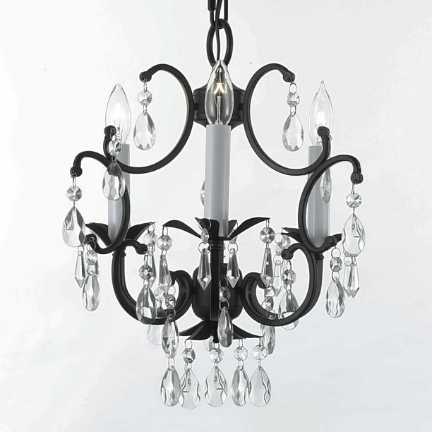 Black Wrought Iron Crystal Chandelier Country French Lighting Light