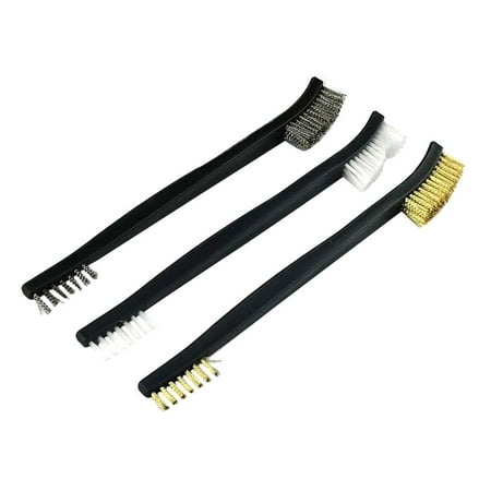 

3Pcs Double Head Toothbrush Nylon And Brass Stainless Steel Scrubbing Cleaning Tools Li Brush Set