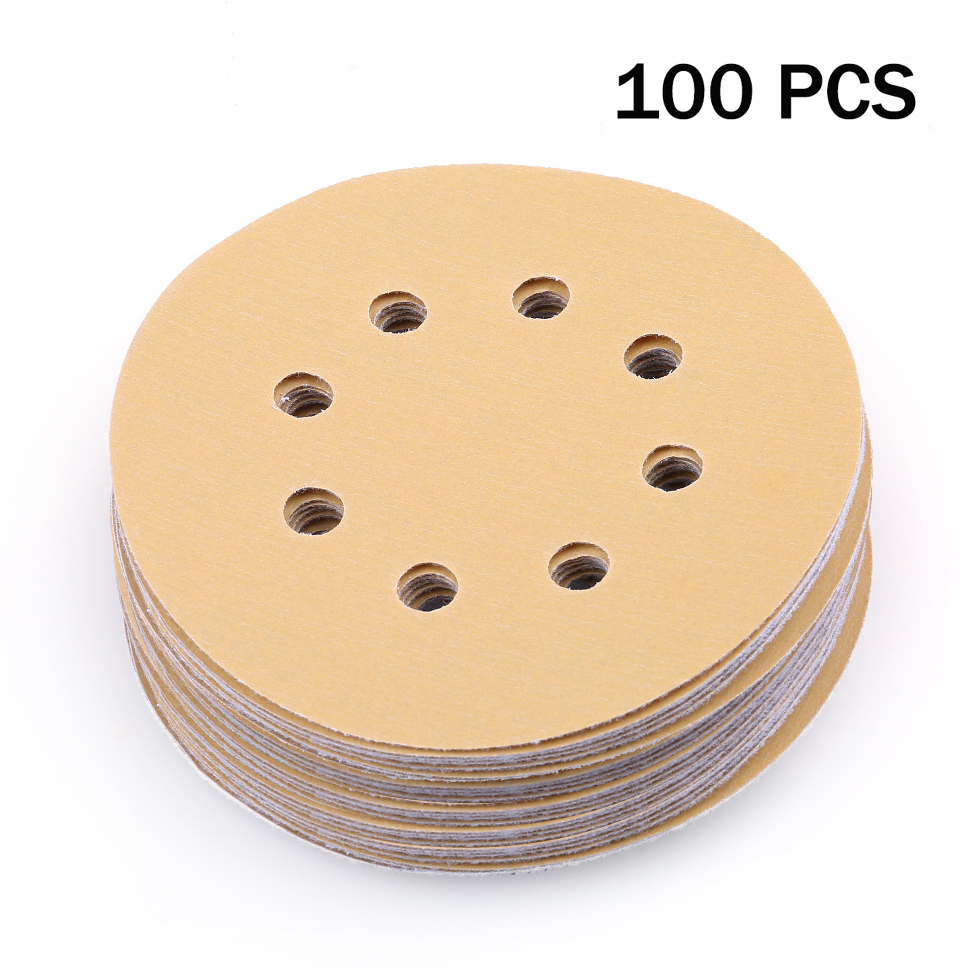 100Pcs 5'' Inch 8-Hole 60-320 Grit Hook-and-Loop Sanding Disc Sander Paper 