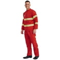 thumbnail image 4 of vastwit Mens Firefighter Fireman Outfits Long Sleeve Jacket Coat and Belt Plastic Helmet Set Red 160, 4 of 7