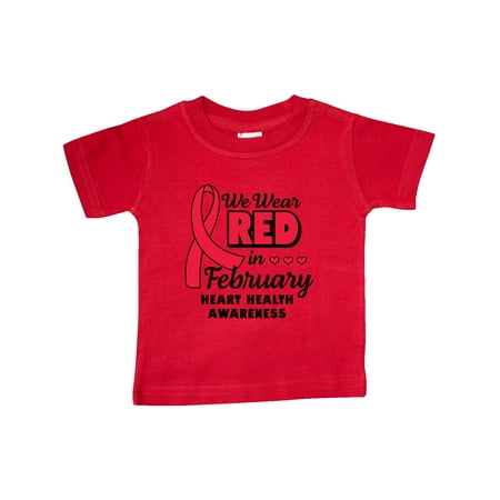 

Inktastic Heart Health Awareness We Wear Red in February Gift Baby Boy or Baby Girl T-Shirt