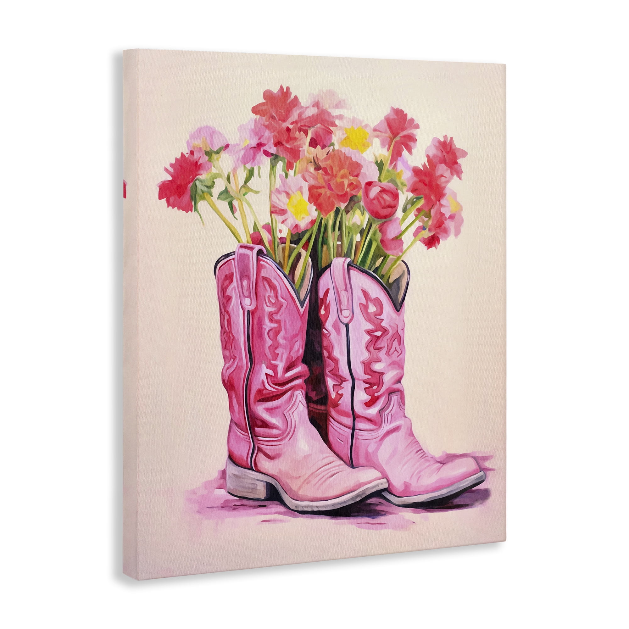 Stupell Industries Pastel Western Whimsy Botanical & Floral Painting Gallery Wrapped Canvas Art Print Wall Art, 16 x 20