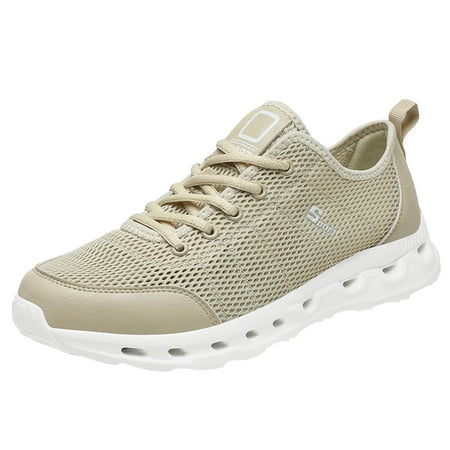 Sngxgn Men s Running Shoes Lightweight Breathable Walking Shoes Non Slip Athletic Fashion Sneakers Mesh Workout Casual Sports Shoes(Beige 9)