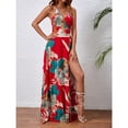 thumbnail image 3 of EASYBRA Womens Tropical Print Maxi Slip Dress Sleeveless Backless Thigh Split Summer Beach Vacation Dress, 3 of 6