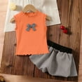 thumbnail image 4 of Amidoa Girls 2 Piece Outfits Summer Clothes Sleeveless Solid Color Cute Tank Top T-Shirt and Casual Shorts Kids Clothing Sets Orange Size 2T, 4 of 9