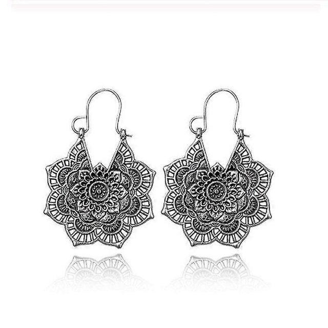 Pendientes colgantes vintage HuaTang para mujer dorado y plateado bohemios geométricos tallados