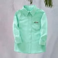 thumbnail image 5 of UACY Boys Girls Dress Shirt Long Sleeve Button Down Shirts Teen School Tops Kids Plain Blouse Lapel Solid Formal Tee (Green, 18-24 Months), 5 of 9
