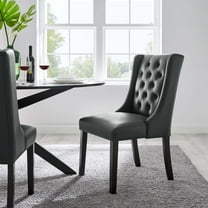Modway Baronet Button Tufted Vegan Leather Dining Chair in Gray