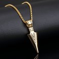 thumbnail image 3 of Colgante de punta de lanza con personalidad creativa europea y americana, collar de acero de titanio estilo Hip Hop callejero para hombres, 3 of 5