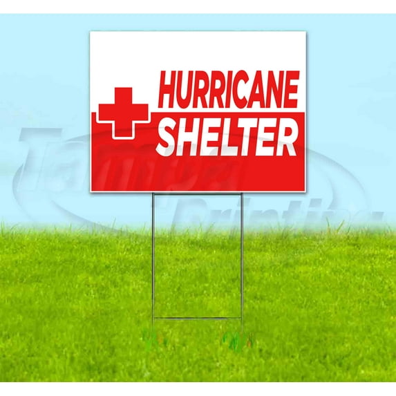 Hurricane Shelter (18" x 24") Yard Sign, Includes Metal Step Stake