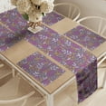thumbnail image 2 of Ambesonne Garden Table Runner & Placemats, Abstract Leaves Forest Art, Placemat 4 pcs + Runner 16"x72", Violet and Magenta, 2 of 2