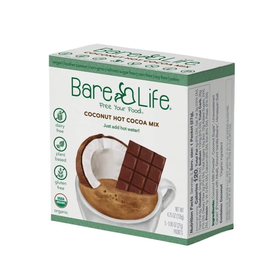 Instant Dairy Free Coconut Hot Cocoa Mix | Single Serving 5 Pack |Gluten Free, Vegan and Organic