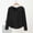 Black, variant on Dianli Pajamas Loungewear Button Round Neck Long Sleeve Base Top With Curved Hem Plus Velvet Warm Coat Soft Cozy Layered Homewear Nightwear Sleepwear