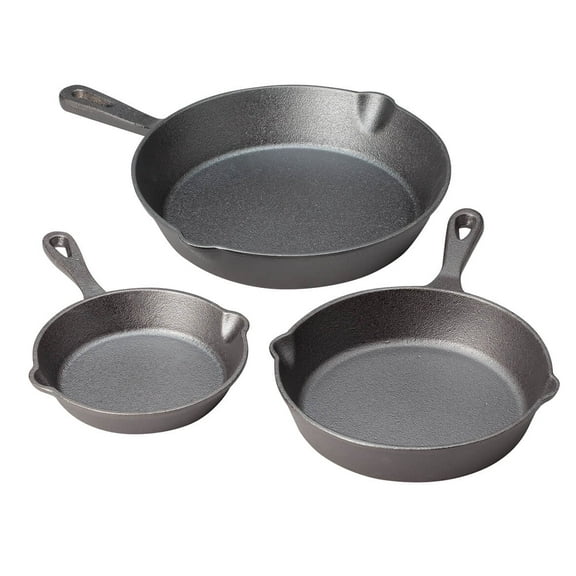 Gibson Home Brickstone 3pc Preseasoned Cast Iron Pan Set