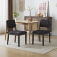 thumbnail image 5 of Ktaxon 2 PCS Dining Chairs, Farmhouse Padded Chairs, Rattan Upholstered Seating for 2, Solid Rubber Wood, Matte Black, 5 of 6