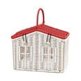 thumbnail image 2 of Christmas House Shaped Woven Storage Basket, Red & White Roof Decorative Organizer with Handle, Portable Holiday Desktop Container for Gifts Accessories & Home Decor, Festive Carrying Basket, 2 of 7