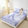 thumbnail image 4 of Homewish Purple Sequin Print K Twin Sheet Sets for Kids, Romantic Diamond Love Heart Twin Fitted Sheet, Fashion Mabrling Abstract Flat Sheet, Luxury Bedroom Decor, 3-Piece, 4 of 7