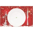 thumbnail image 2 of Christmas White Snowflake On Red Background Placemats Set of 4 Table Mat, Table mats Placemats Heat-resistant Stain Resistant Washable for Kitchen Dining Decoration 12" x 18", 2 of 8
