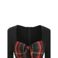 thumbnail image 3 of Qiylii Women Christmas Vintage Plaid Mid Dress Short Sleeve Patchwork Bowknot Neckline Party Cocktail Xmas Holiday Dresses, 3 of 6