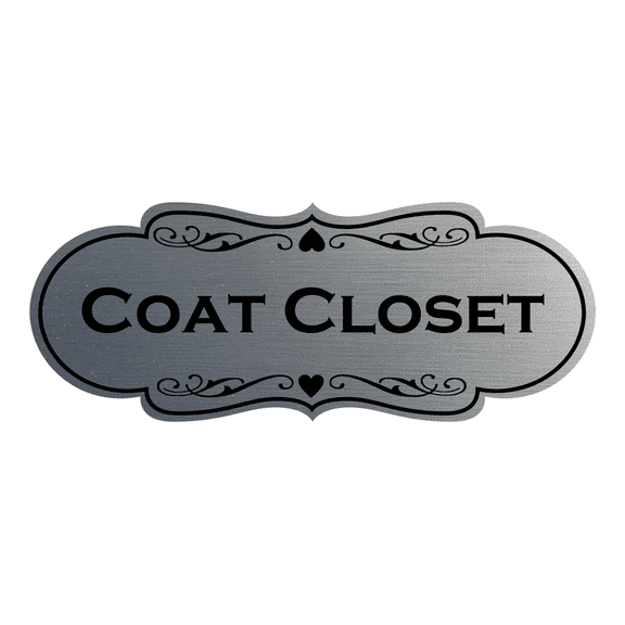 Designer Coat Closet Sign (Brushed Silver) - Large