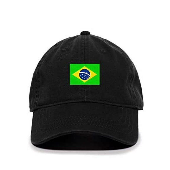Tech Design Brazil Flag Baseball Cap Embroidered Cotton Adjustable Dad Hat Black