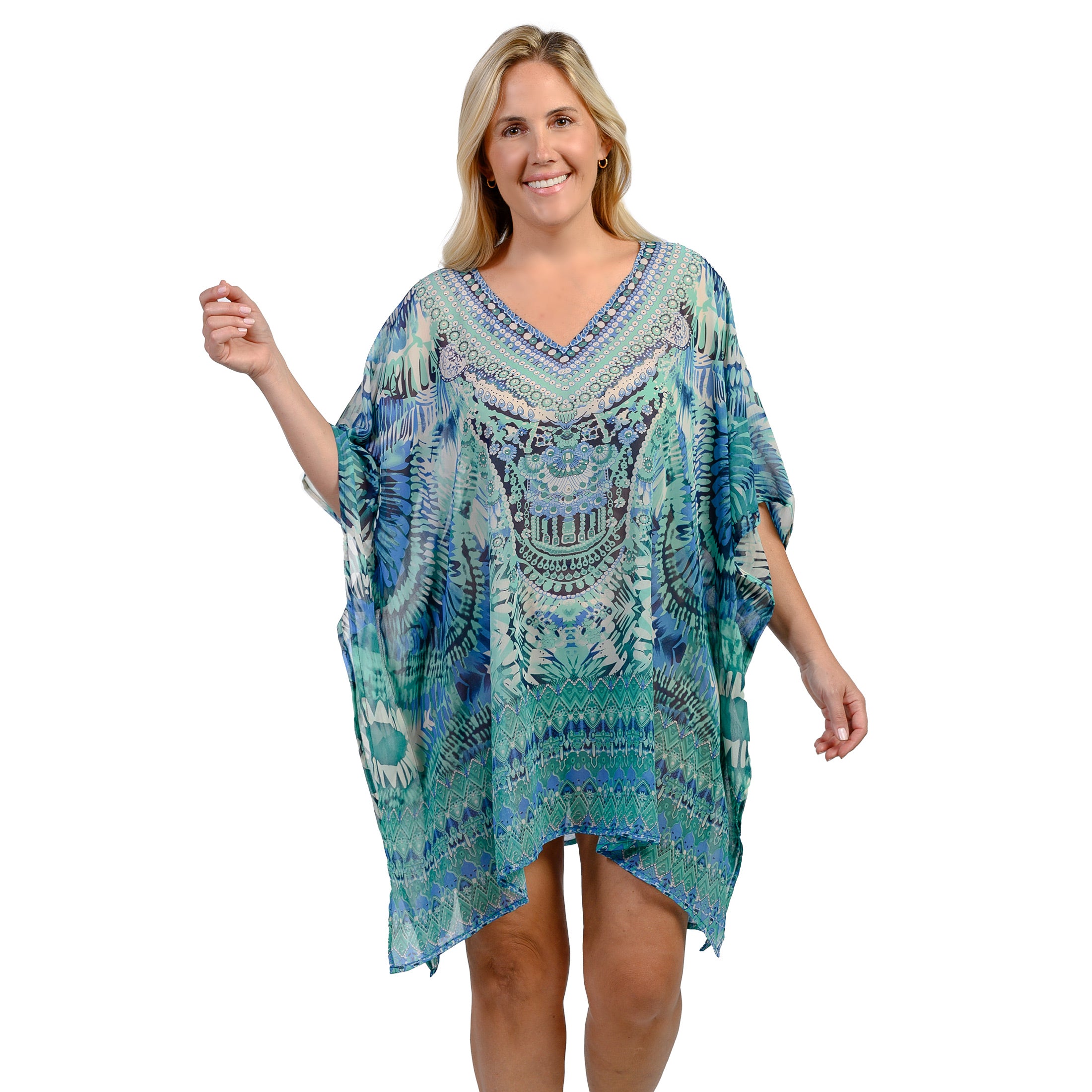 Hi women assorted v-neck embellished kaftan