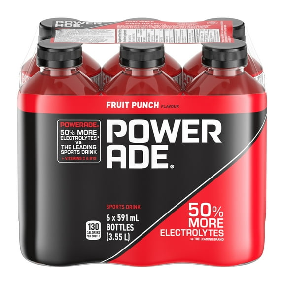 Powerade Fruit Punch Bottles, 591 mL, 6 Pack
