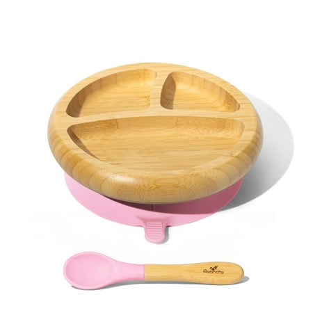Baby Divided Plate   Spoon | Bamboo & Silicone