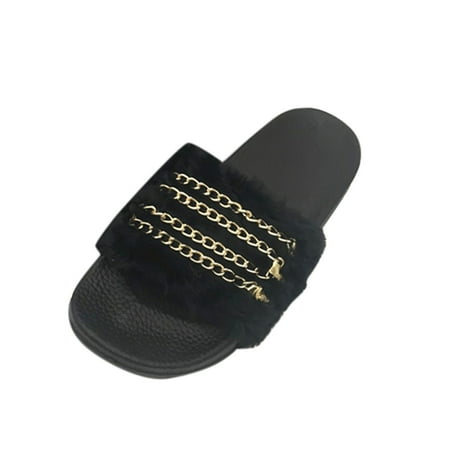 

Summer New Chain Plush Slippers Leisure Multi Chain Women s Sandals