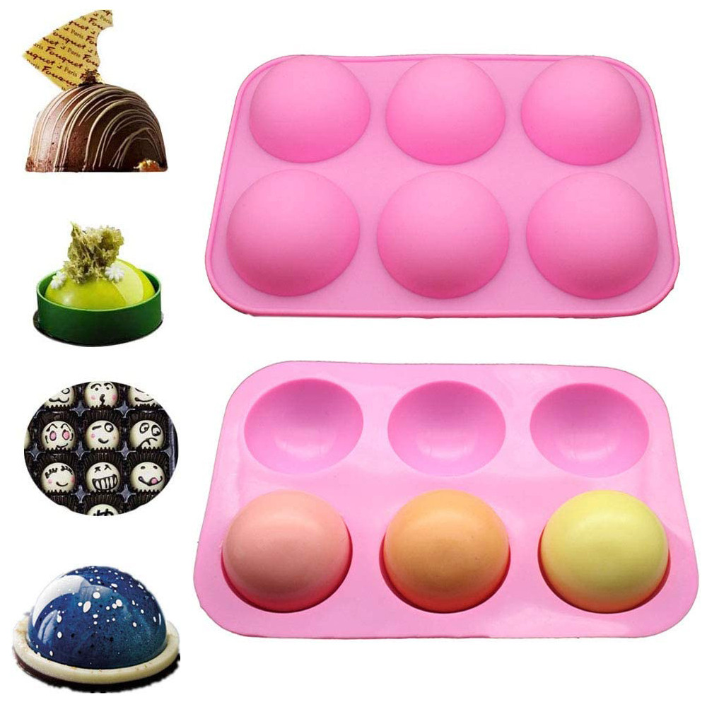6 Cavities Large Half Sphere Hemisphere Dome Jelly Chocolate Silicone Mold Tray