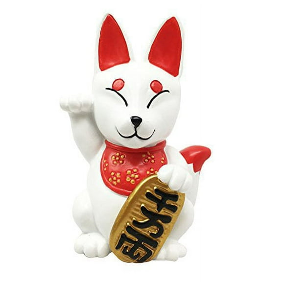 Japanese Religious Charm Maneki Kitsune Fox Collectible Figurine Inari Supernatural Wisdom