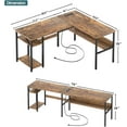 thumbnail image 2 of iSunirm Home Office L Shaped Desk with Magic Power Outlets and USB Charging Ports, 50.4"D x 42.5"W x 29"H, Storage Shelves, Reversible L Shaped Desk, Both Suitable for Students&Adults, Rusty Brown, 2 of 8