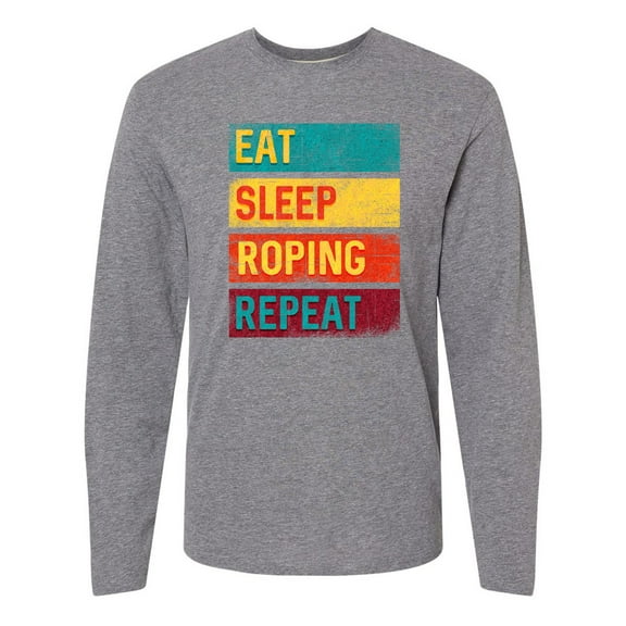 Inktastic Calf Roping Rodeo Eat Sleep Roping Repeat Long Sleeve T-Shirt