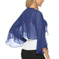 thumbnail image 6 of BODOAO Women's Bolero Shrug Cardigan Open Front Cover Up Chiffon Sheer 3/4 Sleeve Kimono Women's Solid Color Flared Sleeve Chiffon Cardigan Small Shoulder Top Navy Xl, 6 of 6