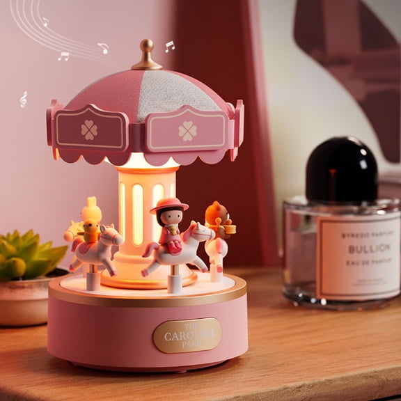 VIVIHEYDAY Carousel Music Box for Boys Girls, Christmas LED Night Lights, USB Rechargeable Musical Boxes, Xmas Gifts