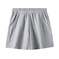 thumbnail image 4 of GHNJK Girls' Lounge Shorts with Pockets Elastic Waist Casual Sweat Shorts for Everyday Wear, 4 of 6
