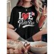 thumbnail image 1 of Camiseta Básica para Mujer Verano TranspirableWomen's "I Love Puerto Rico" Patriotic T-Shirt - Casual Round Neck, Short Sleeve, Comfortable Summer Top, White with Red Heart and Blue Flag Design, Lei, 1 of 6