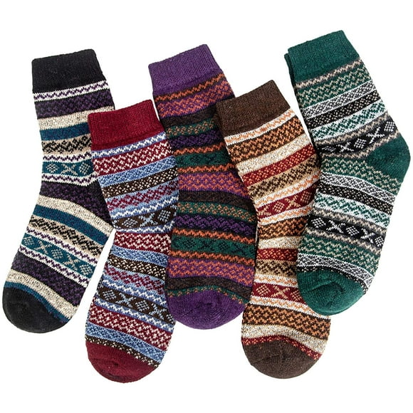 Yoyoo WoYoyoos Socks, 5 PYoyoors Vintage Thick Knit Winter Warm Socks for WoYoyoo Yoyoo Gifts (Multicolor 3)