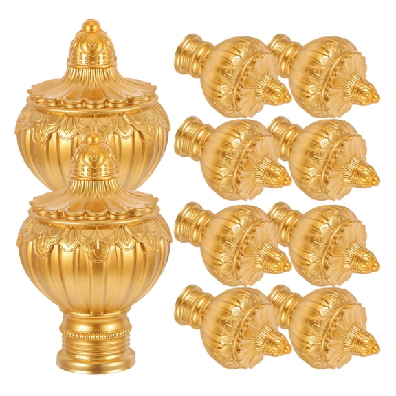 WORGEOUS  10 Pcs Curtain Rod Decorative Head Rods for Windows Gold Golden