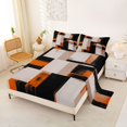 thumbnail image 2 of Castle Fairy Vintage Geometric Block King Sheets 4pcs,Retro Vertical Streak Bedding,Black Orange Beige,1 Flat Sheet, 1 Fitted Sheet and 2 Pillowcases, 2 of 7