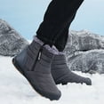 thumbnail image 5 of Xfvqtps Mens Snow Boots High Top Simplicity Zipper Up Plush Fleece Line Comfortable Waterproof Non Slip Outdoor Hiking Ankle Booties Solid Color Winter Warm Casual Short Boots, 5 of 5