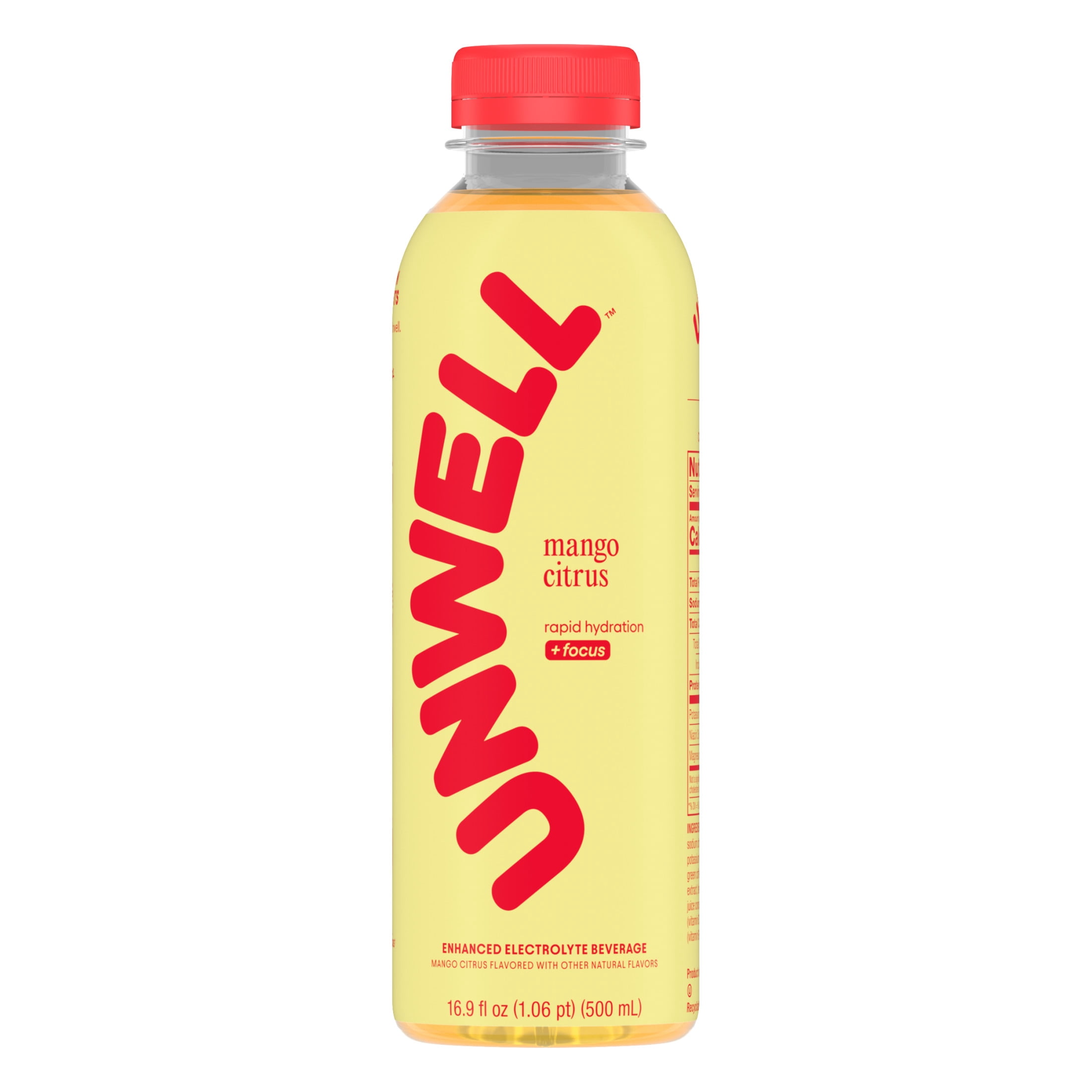 Unwell Hydration Electrolyte Drink for Rapid Hydration + Focus – Mango Citrus 16.9 fl oz