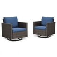 thumbnail image 2 of PARKWELL Outdoor Swivel Glider Chair Set of 2, Patio Swivel Rocking Lounge Chair with Navy Cushions for Balcony Patio, Brown Wicker, 2 of 10