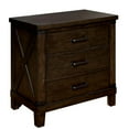 thumbnail image 1 of Bowery Hill Table de Nuit Transitionnelle en Bois à 3 Tiroirs, Noyer, 1 of 5